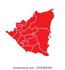 Abstract Red Nicaragua Map with Cities