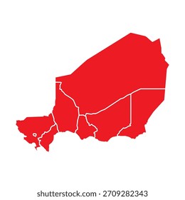 Mapa Abstractas de Níger Rojo con Ciudades