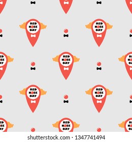 abstract Red nose day print. Seamless vector pattern Smiling and laughing people. .