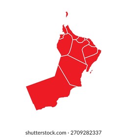 Mapa Abstractas de Omán rojo con ciudades