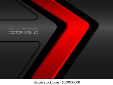 Abstract red on dark gray metal arrow curve design modern futuristic background vector illustration.