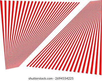 Ilusão óptica vermelha abstrata com linhas convergentes formando formas geométricas sobre fundo branco, criando um efeito visual moderno e dinâmico.