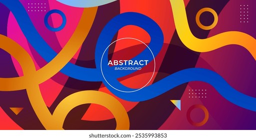 abstract red, orange, blue gradient liquid color with geometric shape decoration background. eps10 vector