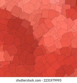 Abstract red and orange cubes element background. Overlapping geometry design. Modern simple hexagonal graphic concept. Vector illustration.