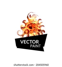 Abstract red orange digital watercolor ink, virtual technology splash paint isolated on white background