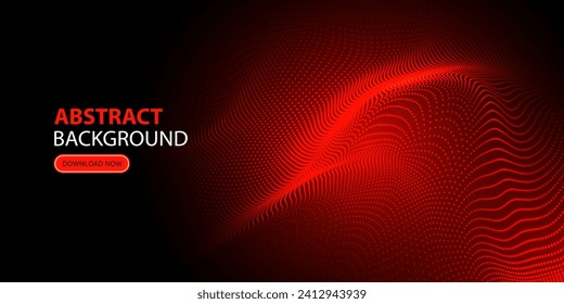 Abstract red and orange Fluid with particles dots banner template. Modern background design. Gradient color. Big data technology background with glowing dots. Vector.