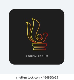 Abstract Red & Orange gradient attractive line thin icon / logo design
