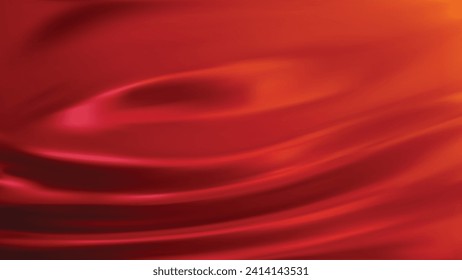 Abstract red to orange gradient background with pink light. Minimalistic subtle wavy silk texture. 3D vector illustration.