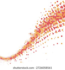Abstract Red and Orange Halftone Square Pattern Background With Dynamic Geometric Scatter Effect Vector Illustration