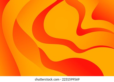 Abstract red and orange hot wavy background. Curve lines lava.