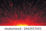 Abstract red orange LED background with rays and motion dots. Abstract explosions with light rays and glowing particles. Animation of a geometric design element. 3D vector