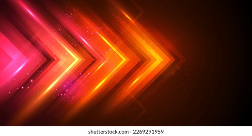 Abstract Red Orange Neon Arrow Background Stock-vektor
