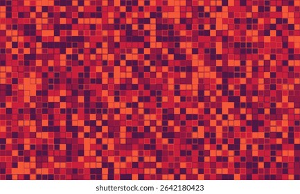Abstract red and orange pixel mosaic pattern.  Dynamic, energetic design ideal for tech backgrounds, website banners, or modern branding.