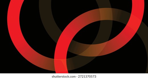 Abstractas anillos rojos y naranjas sobre fondo cibernético negro