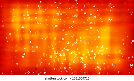 Abstract Red and Orange Scattered Alphabet Background Vector Graphic