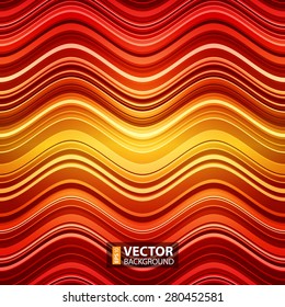 Abstract red and orange stripes waves colorful background. RGB EPS 10 vector illustration