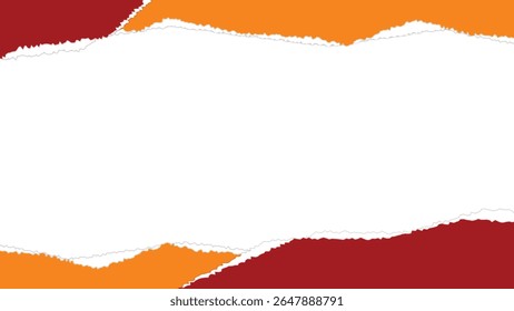 Capas de papel rotas rojas y anaranjadas Abstractas con fondo blanco