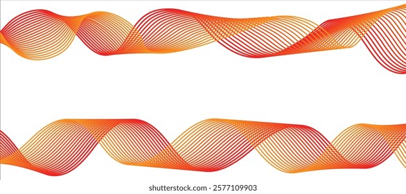 Abstract red and orange wave pattern on a white background. Dynamic flowing lines create a sense of energy and movement. Perfect for  website banners, presentations,  graphic design projects.
