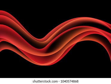 Abstract red orange wave smoke on black design modern luxury background vector illustration.