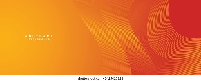 Abstract Red, Orange Waving Circles Lines Technology Background. Modern Orange Gradient with Glowing Lines, Shiny Geometric Shape Diagonal. for Brochure, Cover, Poster, Banner, Website, Header, flyer