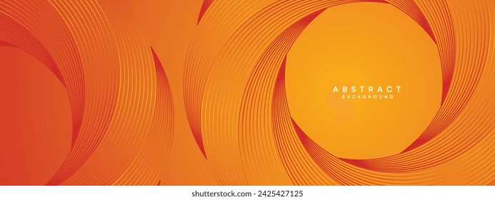 Abstrakter roter, orangefarbener Wellenkreis Lines Technologie Hintergrund. Moderner Orange Gradient mit glänzenden Linien, glänzende geometrische Form Diagonal. für Broschüre, Cover, Poster, Banner, Website, Header, Flyer