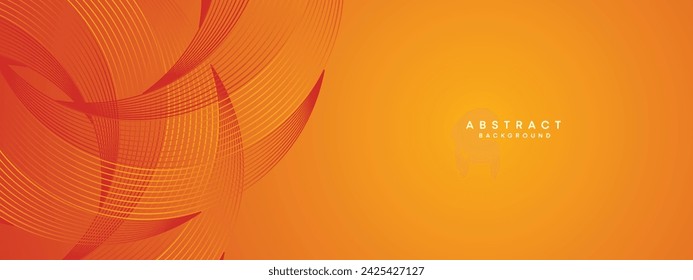 Abstract Red, Orange Waving Circles Lines Technology Background. Modern Orange Gradient with Glowing Lines, Shiny Geometric Shape Diagonal. for Brochure, Cover, Poster, Banner, Website, Header, flyer