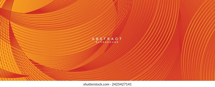 Abstract Red, Orange Waving Circles Lines Technology Background. Modern Orange Gradient with Glowing Lines, Shiny Geometric Shape Diagonal. for Brochure, Cover, Poster, Banner, Website, Header, flyer