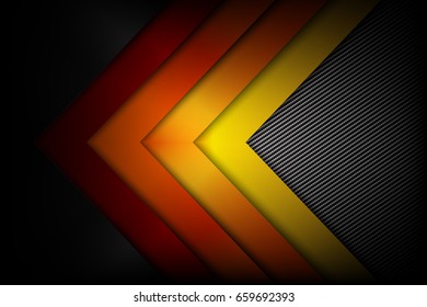 Abstract red orange yellow background dark and black carbon fiber with curve and layered overlap element vector illustration eps10