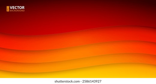 Abstract red, orange and yellow paper wave shapes background. RGB EPS 10 vector illustration