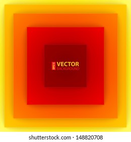 Abstract red, orange and yellow square paper shapes background. RGB EPS 10 vector illustration