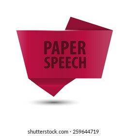 Abstract red origami speech bubble vector