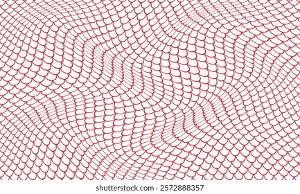 abstract red outline fish scale wave pattern suitable for background.
