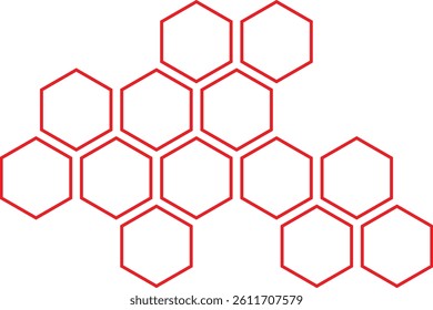 abstract red outline honeycomb pattern design.