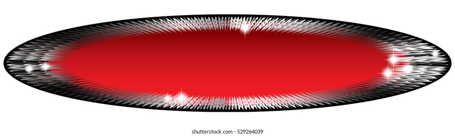 Abstract red oval background in a silver frame, with space for your text. Vector illustration, on transparent background