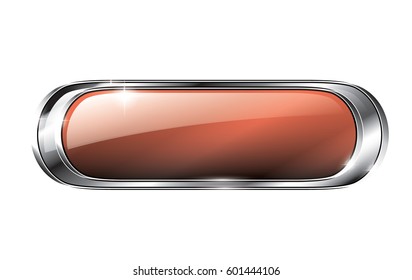 Abstract red oval background with a silver frame, with space for your text. Vector illustration. 