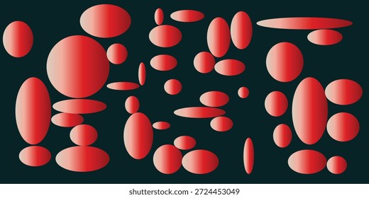 Abstrato formas ovais vermelhas flutuando no fundo escuro com profundidade de gradiente suave, abstrato em negrito, fundo, formas, gradiente, design moderno para uso criativo.
