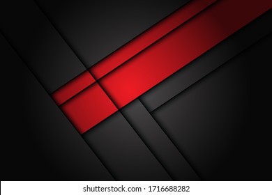 Abstract red overlap on dark grey metallic design modern futuristic background. EPS10 vector 