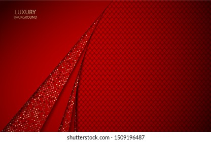 Abstract red overlapping layers background a combination with golden element decoration. Luxury and elegant vector design template for use modern cover, banner, card, corporate advertising, invitation