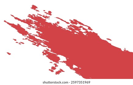 Abstract Red Paint Brush Stroke on White Isolated Horizontal Background