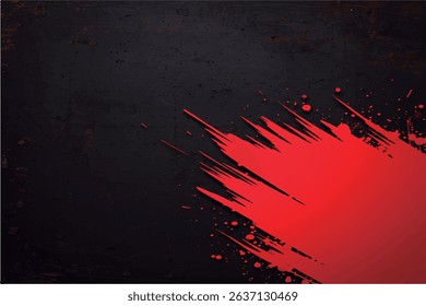 Abstract Red Paint Stroke on Black, Grunge Brush Splash, Dynamic Swipe on Dark, Artistic Red Paint Streak, Aggressive Red Texture Background