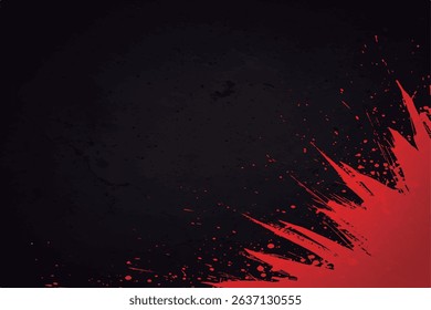 Abstract Red Paint Stroke on Black, Grunge Brush Splash, Dynamic Swipe on Dark, Artistic Red Paint Streak, Aggressive Red Texture Background