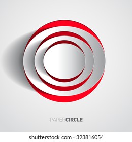 Abstract red paper circle on light background, Vector eps10 illustration