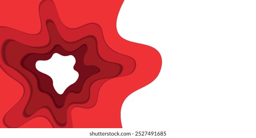 fundo de corte de papel vermelho abstrato com formas em camadas e sombras no estilo 3d