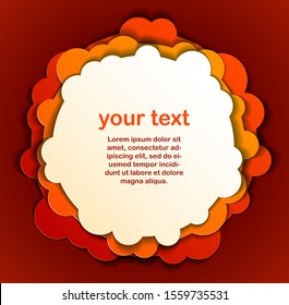 Abstract red paper cutout curvy shapes layered, vector illustration in paper cut style. layout for business card, presentations, flyers or posters.