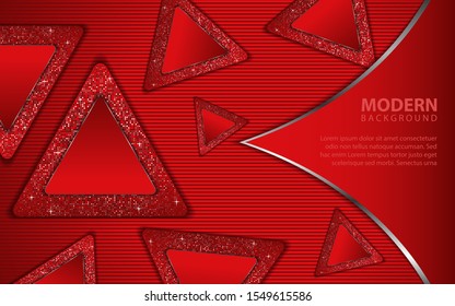 Abstract red paper shapes overlapping background. Modern and luxury style concept vector design template for element cover, banner, card, frame, advertising