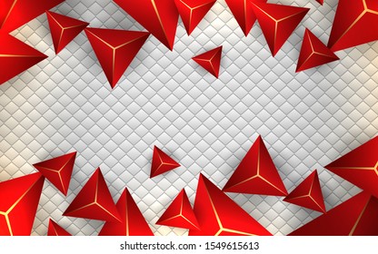 Abstract red paper shapes overlapping background. Modern and luxury style concept vector design template for element cover, banner, card, frame, advertising