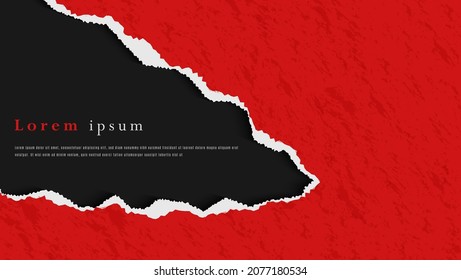 Resumen De Papel Rojo Desgarrado Con Diseño De Textura De Chalk En Fondo Negro