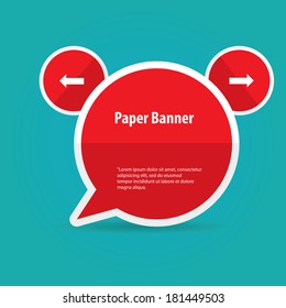 abstract red paper vector banner or speech bubble on blue background