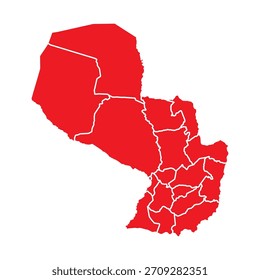 Mapa Abstractas Rojo Paraguay con Ciudades