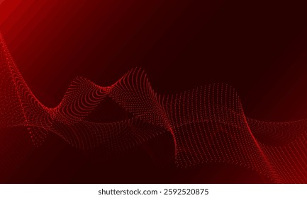 Abstract red particle wave background. Eps10 vector